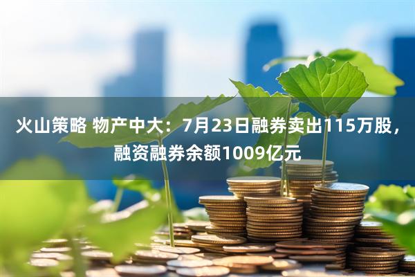 火山策略 物产中大：7月23日融券卖出115万股，融资融券余额1009亿元
