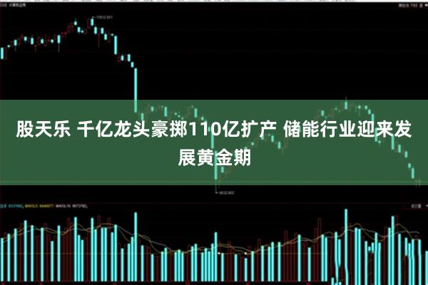 股天乐 千亿龙头豪掷110亿扩产 储能行业迎来发展黄金期